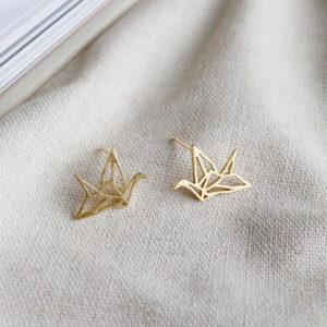 earrings - 18k gold plated 925 silver - origami bird - Alyssa2